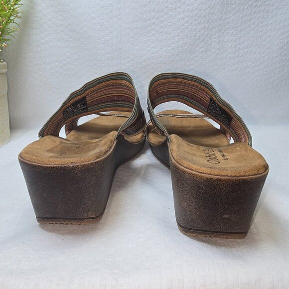 WOMENS COBB HILL BY NEW BALANCE BROWN SLIP ON WEDGE SANDAL SIZE 7.5 EUC - Picture 4 of 10